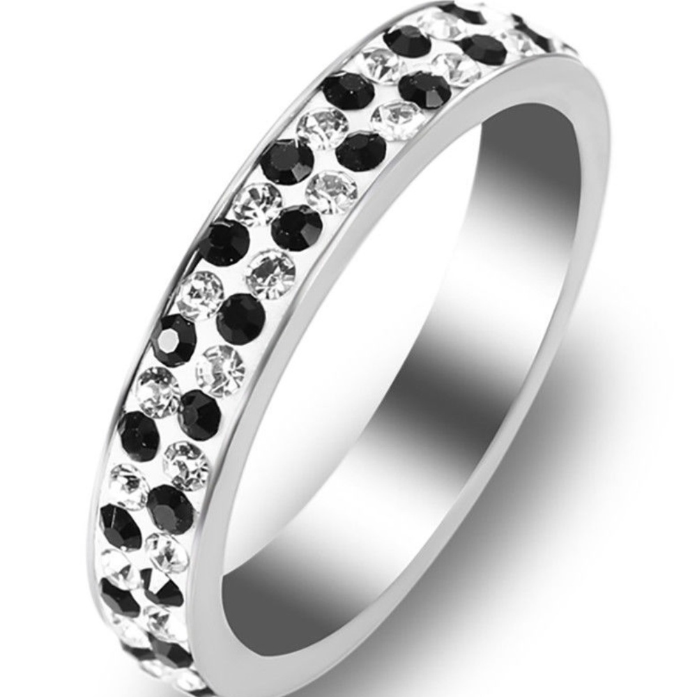 Stainless Steel Crystal Sapphire  Wedding Ring